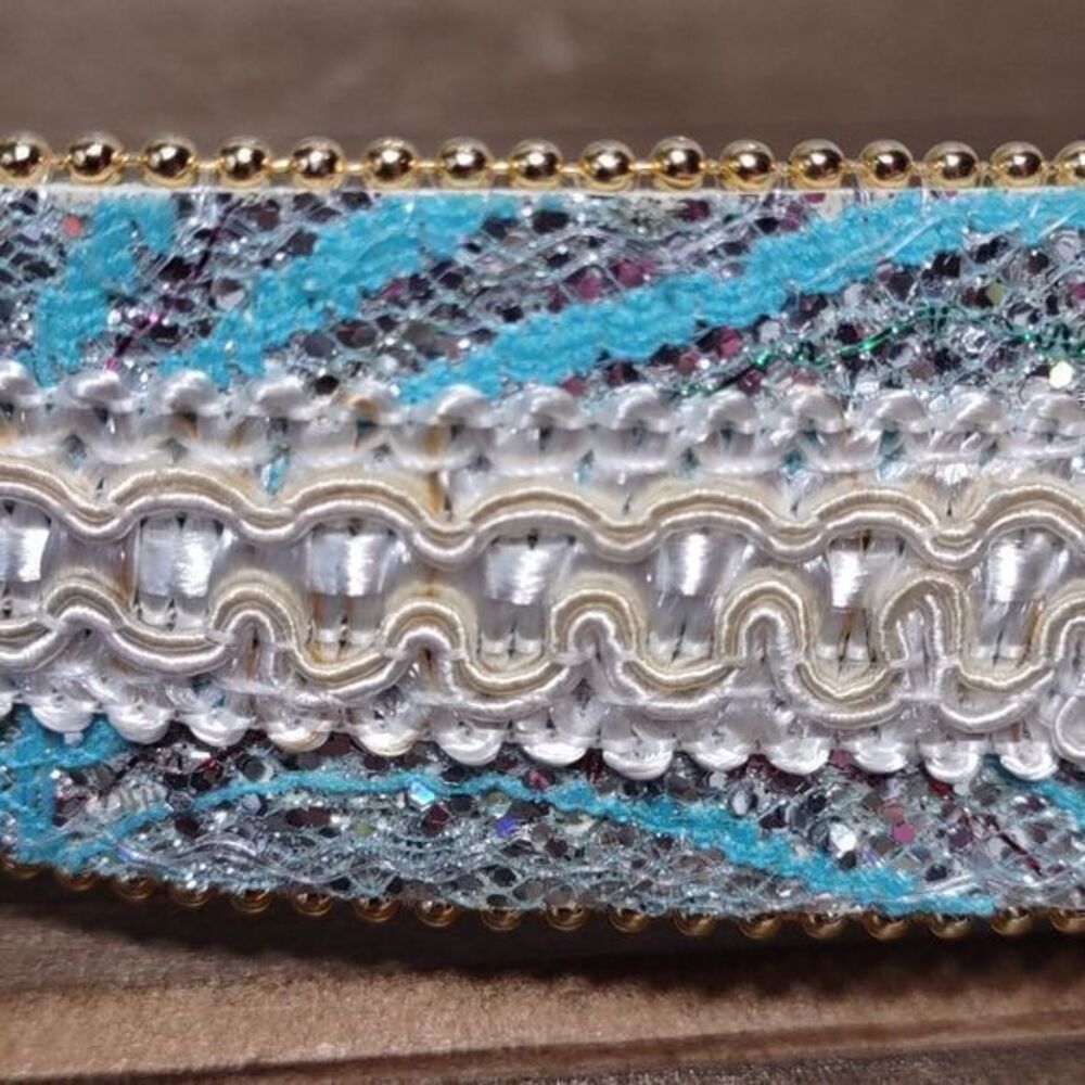 Blue Pearl Sparkle Statement Belt Unmarked - Picture 5 of 16